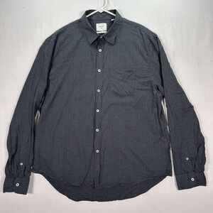 Billy Reid Shirt Mens 2XL Dark Gray Slim Fit Button Front Long Sleeve Italy